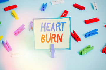 Conceptual hand writing showing Heart Burn. Concept meaning a burning sensation or pain in the...