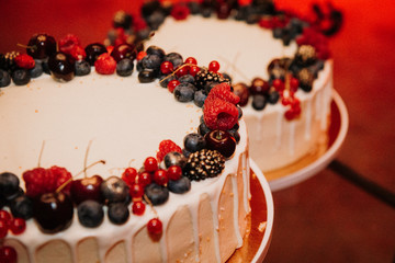 wedding chocolate cake with fresh berries