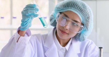 liquid, blue, thai, asia, asian, pretty, beautiful, female, woman, test, scientist, lab, doctor, research, laboratory, white, health, working, equipment, medicine, medical, science, biology, chemical, - Powered by Adobe