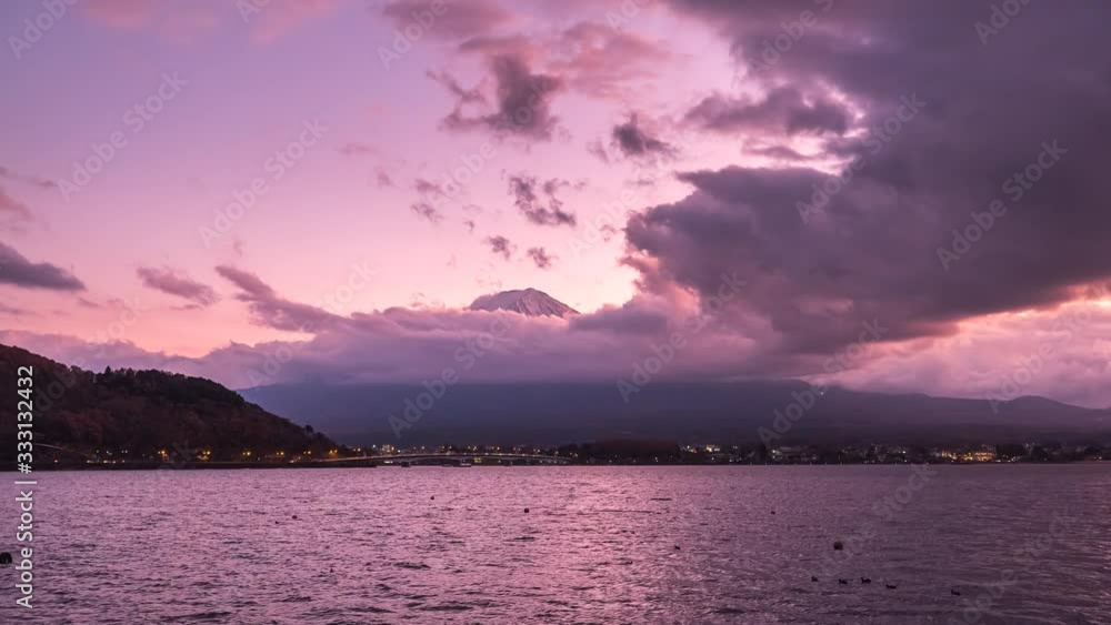 Canvas Prints Mt. Fuji and  lake Kawaguchiko at twilight