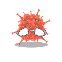 A Crying orthocoronavirinae cartoon mascot design style