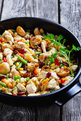 Mexican vegetable mix with chicken, vertical view