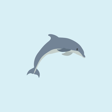 Cartoon dolphin. Cute Cartoon dolphin, Vector illustration on a blue background. Drawing for children.