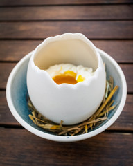 Easter egg dessert on a table