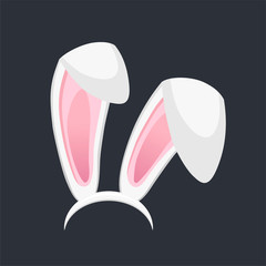 Easter bunny ears isolated. Cartoon cute rabbit Headband for poster, banner or invitation cards. Vector illustration