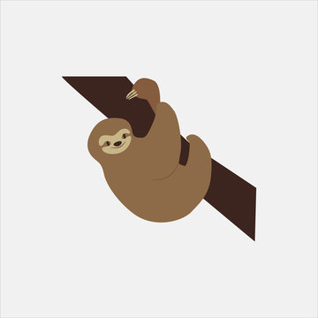 brown sloth hanging on branch clip art preview