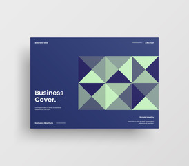 Creative business presentation vector A4 horizontal orientation front page mock up. Modern corporate report cover abstract geometric illustration design layout. Company identity brochure template.