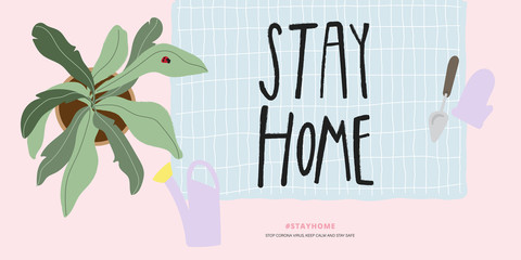 Stay home vector background for corona virus activity at home 