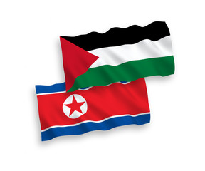Flags of North Korea and Palestine on a white background