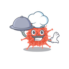 orthocoronavirinae as a chef cartoon character with food on tray