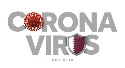 Qatar coronavirus concept with microbe and shield. 3D Render