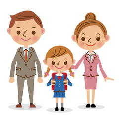 入学式イメージ（小学生女子＋両親）