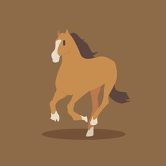 Cartoon horse. Cute Cartoon horse, Vector illustration on a brown background. Drawing for children.
