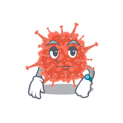 orthocoronavirinae on waiting gesture mascot design style