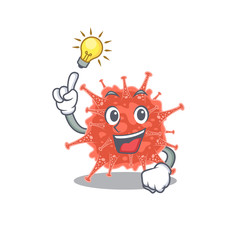 Have an idea gesture of orthocoronavirinae mascot character design