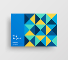 Creative business presentation vector A4 horizontal orientation front page mock up. Modern corporate report cover abstract geometric illustration design layout. Company identity brochure template.