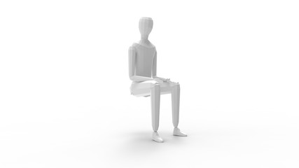 3D rendering of a mannequin person fashion model isolated