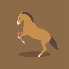 Cartoon horse. Cute Cartoon horse, Vector illustration on a brown background. Drawing for children.