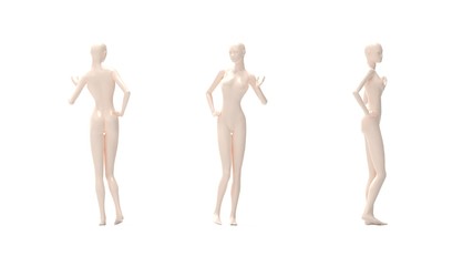 3D rendering of a mannequin person fashion model isolated