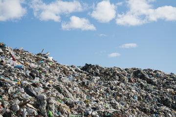 The mountain of plastic waste from urban communities and industrial districts