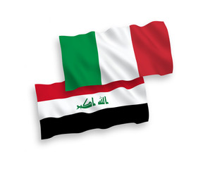 Flags of Italy and Iraq on a white background