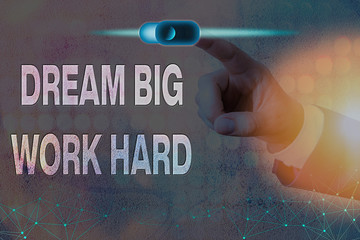 Word writing text Dream Big Work Hard. Business photo showcasing Believe in yourself and follow the...
