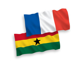 Flags of France and Ghana on a white background