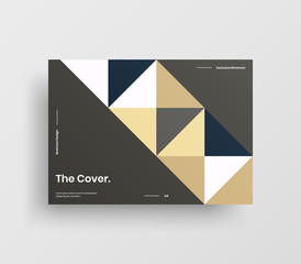 Creative business presentation vector A4 horizontal orientation front page mock up. Modern corporate report cover abstract geometric illustration design layout. Company identity brochure template.