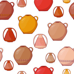  seamless pattern. multi-colored jugs. vector