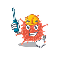 Smart automotive orthocoronavirinae presented in cartoon character design