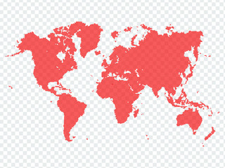 Transparent Detailed Dotted Red World Map Vector Design