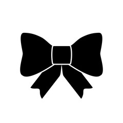 Black gift bow icon with ribbons for decorating gifts, surprises for holidays. Packing presents icon isolated on white background. Vector illustration