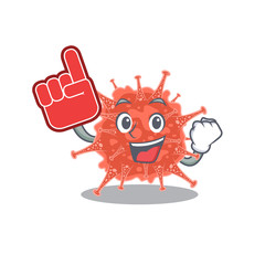 Orthocoronavirinae mascot cartoon style with Foam finger