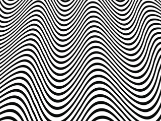 Black and White Wavy Lines Vector Background for Decorative Print