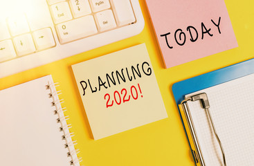 Word writing text Planning 2020. Business photo showcasing process of making plans for something...