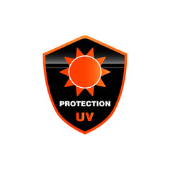 Package label for sun protection cream. Sun protection label. Safety filter. 