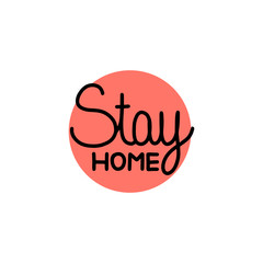 STAY HOME card lettering. Corona Virus 2019 - nCOV. Lettering for the quarantine period of the coronavirus pandemic. Work from home. Vector outline.