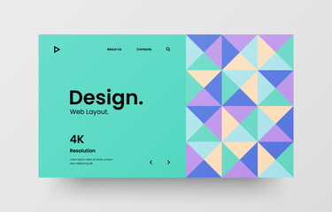 Creative horizontal website screen part for responsive web design project development. Abstract geometric pattern banner layout mock up. Corporate landing page block vector illustration template.