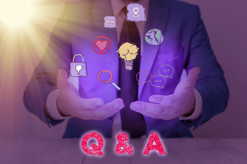 Word writing text Q And A. Business photo showcasing defined as questions being asked and answers