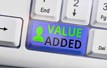 Word writing text Value Added. Business photo showcasing the extra value created over and above the...