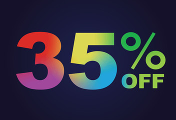 Rainbow gradient thirty-five percent off special discount word text