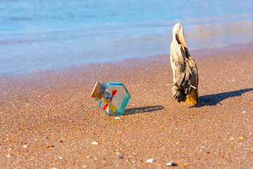  Message in a bottle on the beach