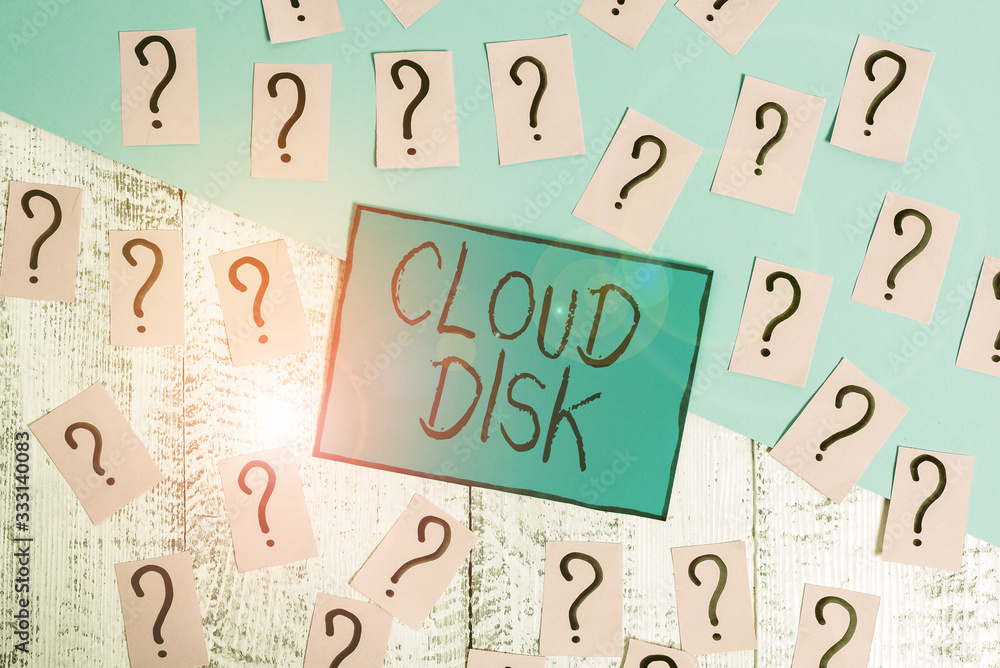 Poster text sign showing cloud disk. business photo text web base service that provides storage space on a 