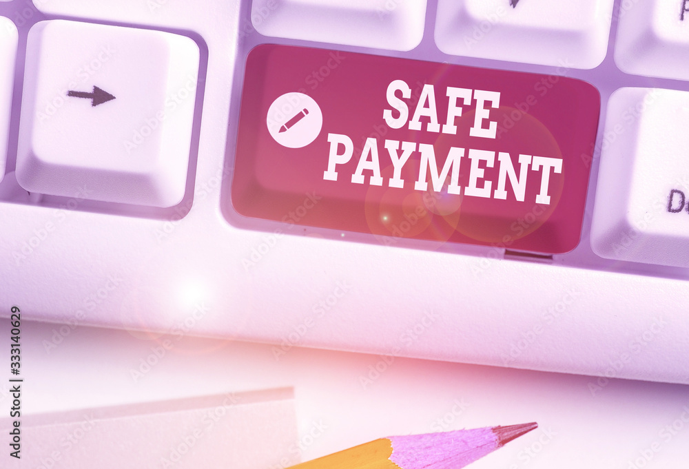 Poster text sign showing safe payment. business photo text webpage where credit card numbers are entered is