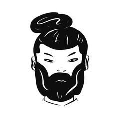 Hand-drawn portrait of a bearded man front view. Vector illustration. suitable for logos, barbershops, business cards, posters, banners.isolated on a white background.