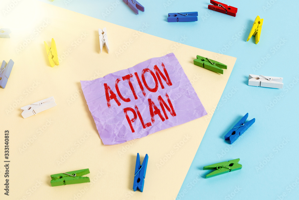 Poster text sign showing action plan. business photo showcasing proposed strategy or course of actions for 