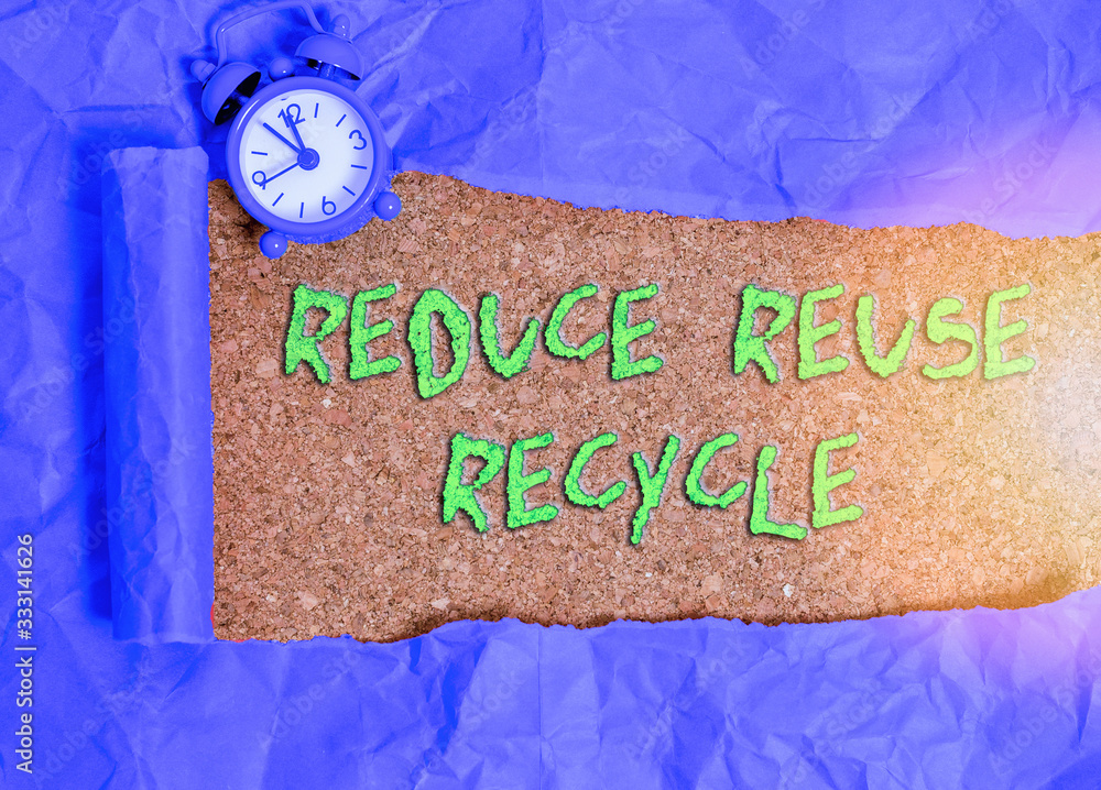 Poster word writing text reduce reuse recycle. business photo showcasing environmentallyresponsible consume