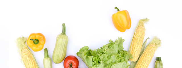 Banner for the site with vegetables isolated on white background.