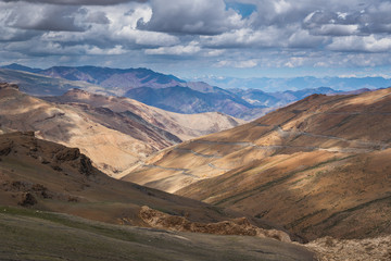 Manali Leh highway with Himalaya mountains landscape in summer season, Leh Ladakh, north India