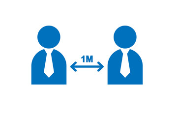 Social Distancing icon,Keep distance sign. Coronovirus epidemic protective equipment. Preventive measures. Steps to protect yourself. Keep the 1 meter distance. blue version